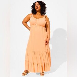 Torrid Peach Ruffle Strap Tiered Maxi Dress size 0